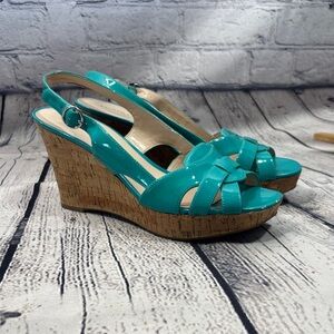 Franco Sarto Aqua Patent Wedge Sandals